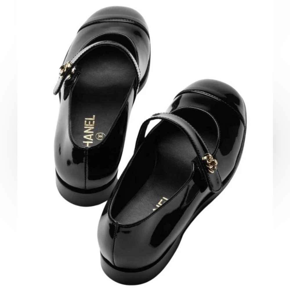 Chanel REV Black Patent Turnlock CC Mary Jane Moccasin Ballet Loafer Flat 36 - Picture 14 of 16